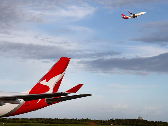 BRISBANE AUSTRALIA THURSDAY 19TH DECEMBER 2024 Generic picture of a QANTAS and  a Virgin Australia plane at the Brisbane International Airport Picture David Clark