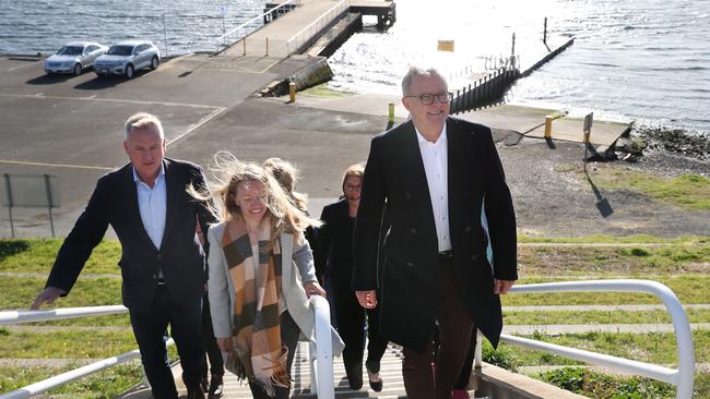 Prime Minister Anthony Albanese in Hobart in relation to funding for a stadium at Macquarie Point. Picture: Nikki Davis-Jones