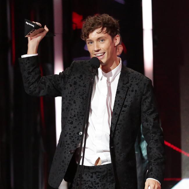 Troye Sivan winning Song Of The Year at the 2016 ARIA Music Awards. Picture: Christian Gilles