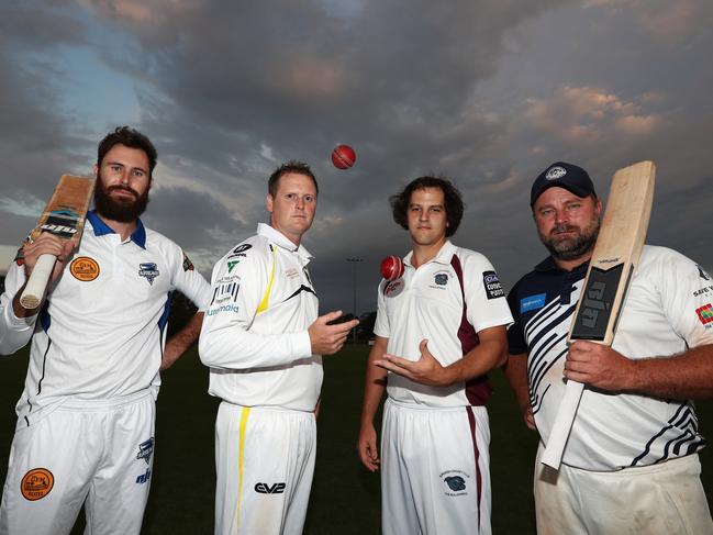 Kookaburra Cup captains Corey Galloway (Alberton Ormeau), Simon Belston (Southport Labrador), TJ Miller (Burleigh) and Sean Fitzsimmons (Broadbeach Robina). Picture: Jason O'Brien