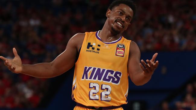 PERTH, AUSTRALIA - DECEMBER 06: Casper Ware of the Kings reacts during the round 10 NBL match between the Perth Wildcats and the Sydney Kings at RAC Arena on December 06, 2019 in Perth, Australia. (Photo by Paul Kane/Getty Images)