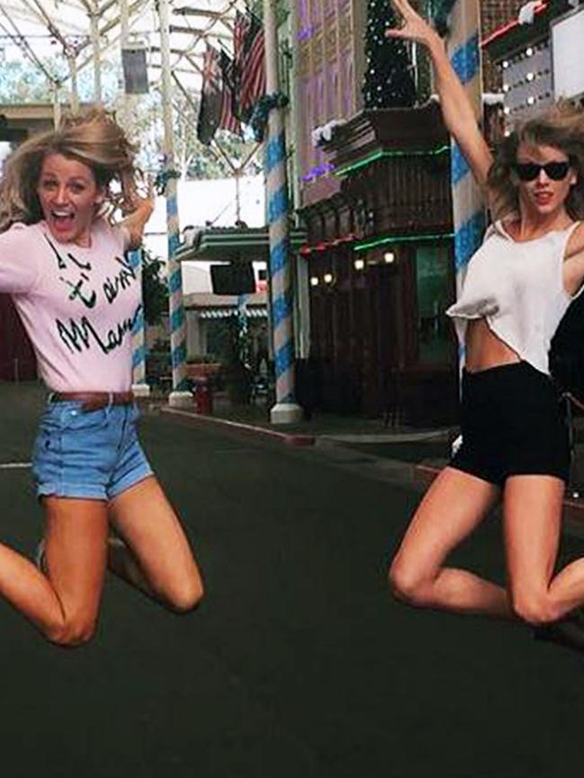 Blake Lively and Taylor Swift at Movie World on the Gold Coast. Picture: Instagram