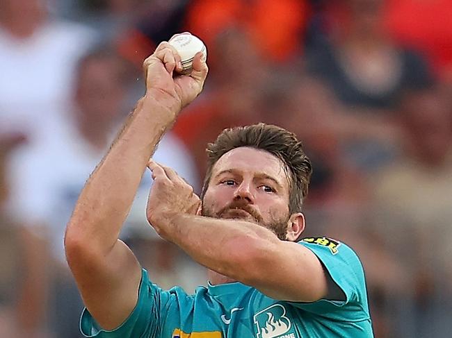 PERTH, AUSTRALIA - FEBRUARY 04: Michael Neser of the Heat bowls during the Men's Big Bash League Final match between the Perth Scorchers and the Brisbane Heat at Optus Stadium, on February 04, 2023, in Perth, Australia. (Photo by Paul Kane/Getty Images)