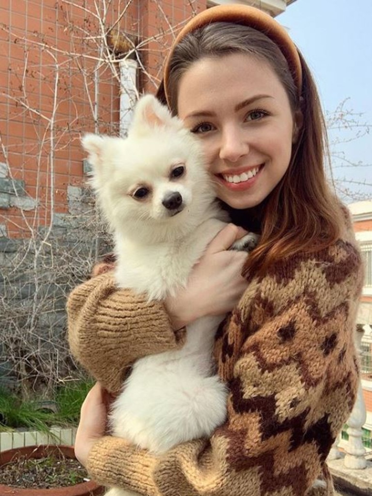 Zinchenko with her Pomeranian dog ‘Misha’. Picture: Instagram/nastyazinchenko_