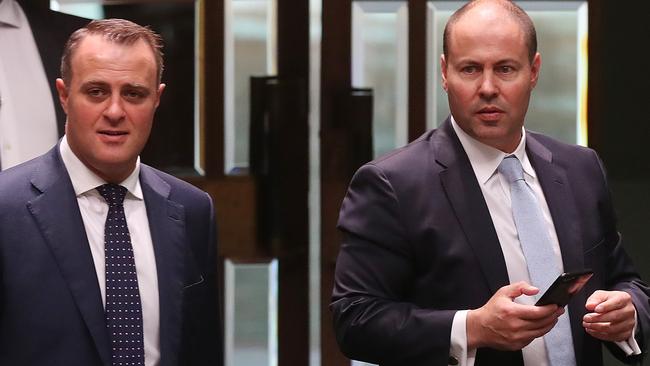 As senior Victorian Liberals Tim Wilson and Josh Frydenberg fight to hold their seats, Scott Morrison flagged the risks of the teal independents. Picture: Kym Smith