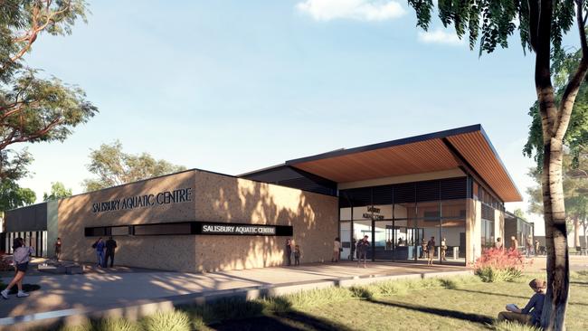 The planned exterior of the new aquatic centre in Salisbury North. Picture: Plan SA