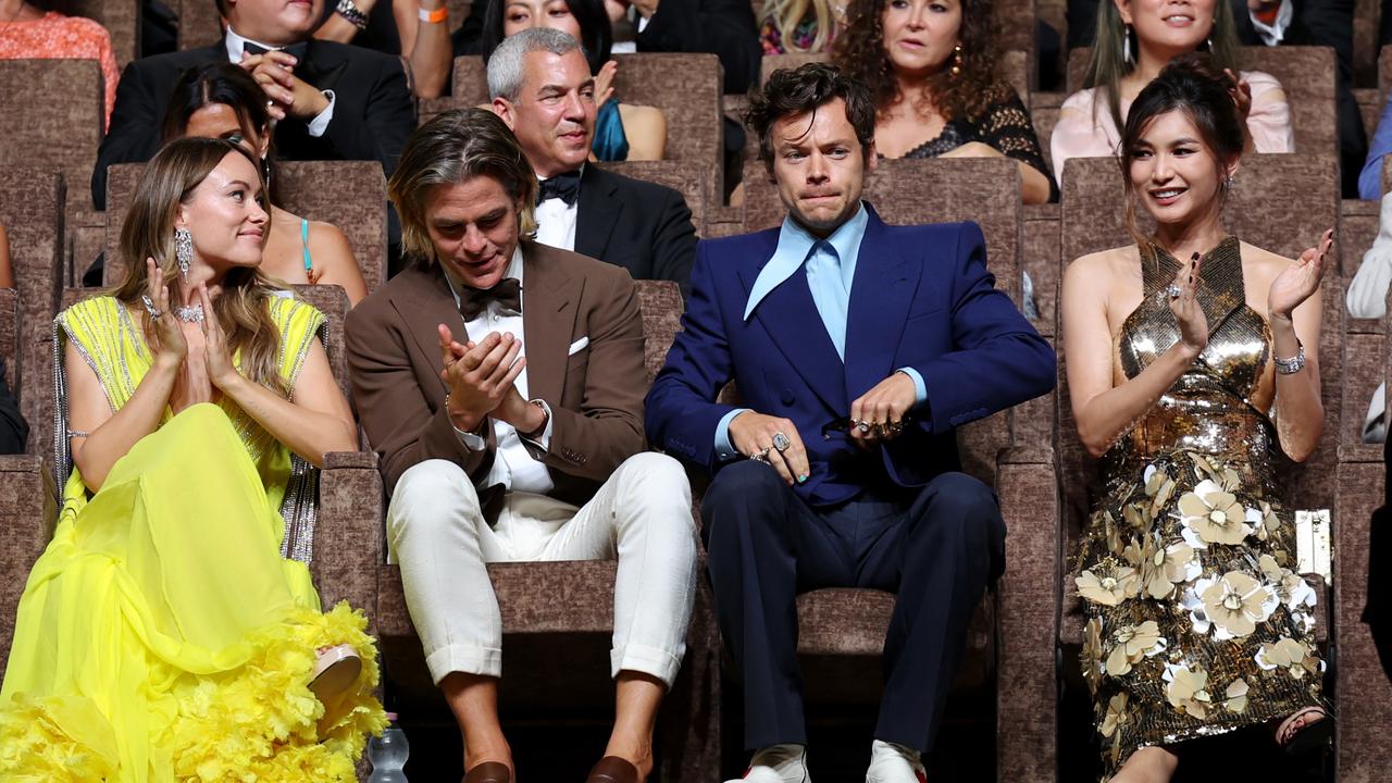 Olivia Wilde, Chris Pine, Harry Styles and Gemma Chan attend the Campari Passion For Film 2022 Award during the 79th Venice International Film Festival on August 31, 2022 in Venice, Italy. Picture: Getty Images