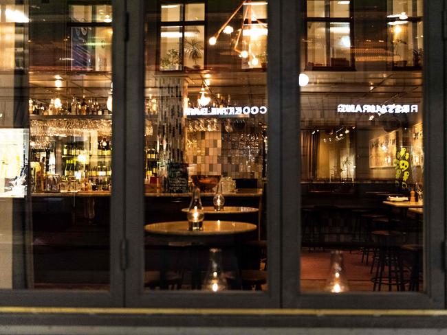 An empty restaurant is seen in central Stockholm, Sweden. Picture: AFP