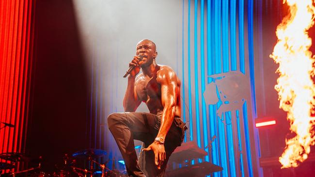 British artist Stormzy performs at Laneway Festival in Brisbane on Saturday, February 3, 2024. Picture: Bianca Holderness