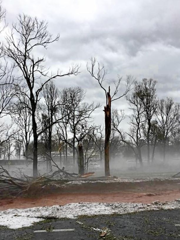 The supercell hit the Nanango area earlier this afternoon. Picture: Leonie Bartlett.