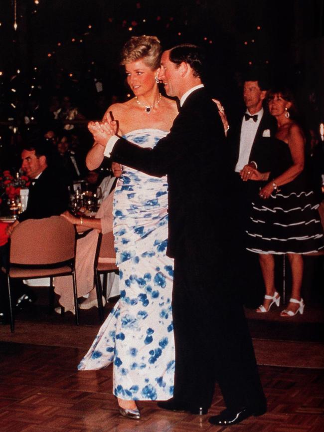 Princess Diana dances with Charles at Bicentennial Ball in Melbourne during their 1988 tour.