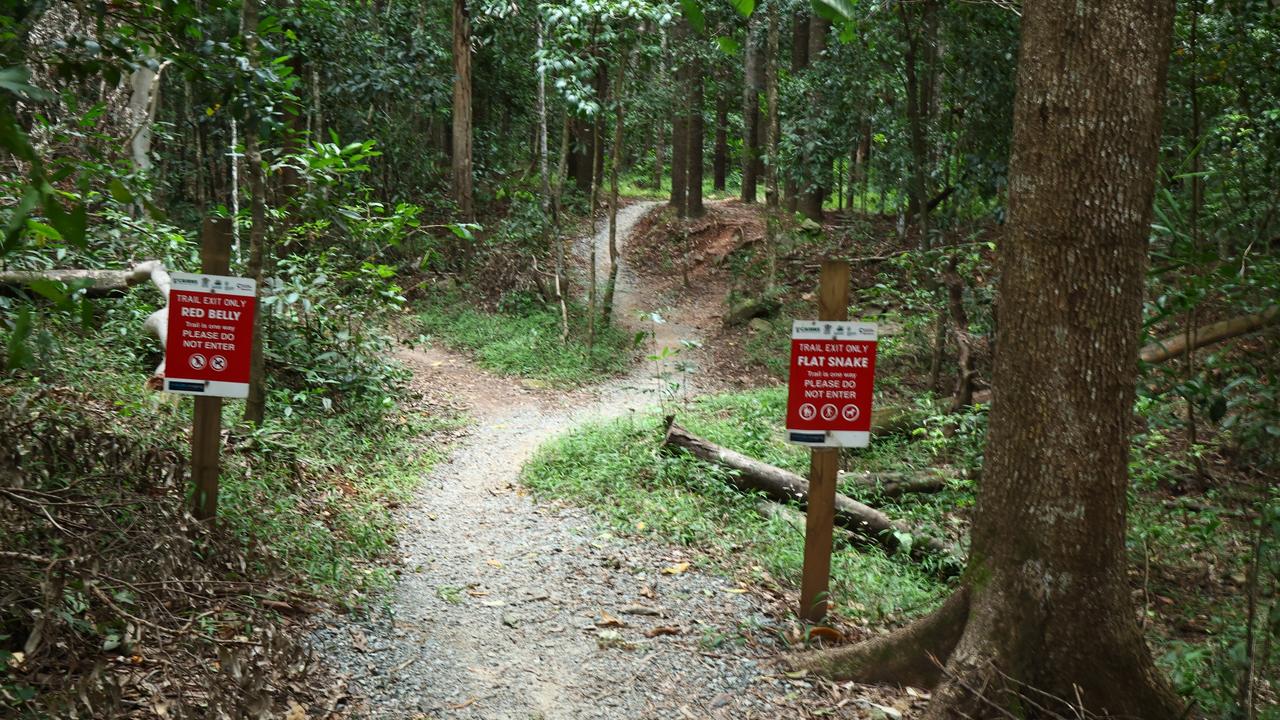 The end of a trail at Smithfield Mountain that leads onto the car park off McGregor Rd. Picture: Peter Carruthers