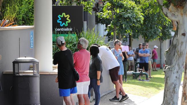 The queues outside Centrelink offices around the country were alarming. Picture Glenn Hampson