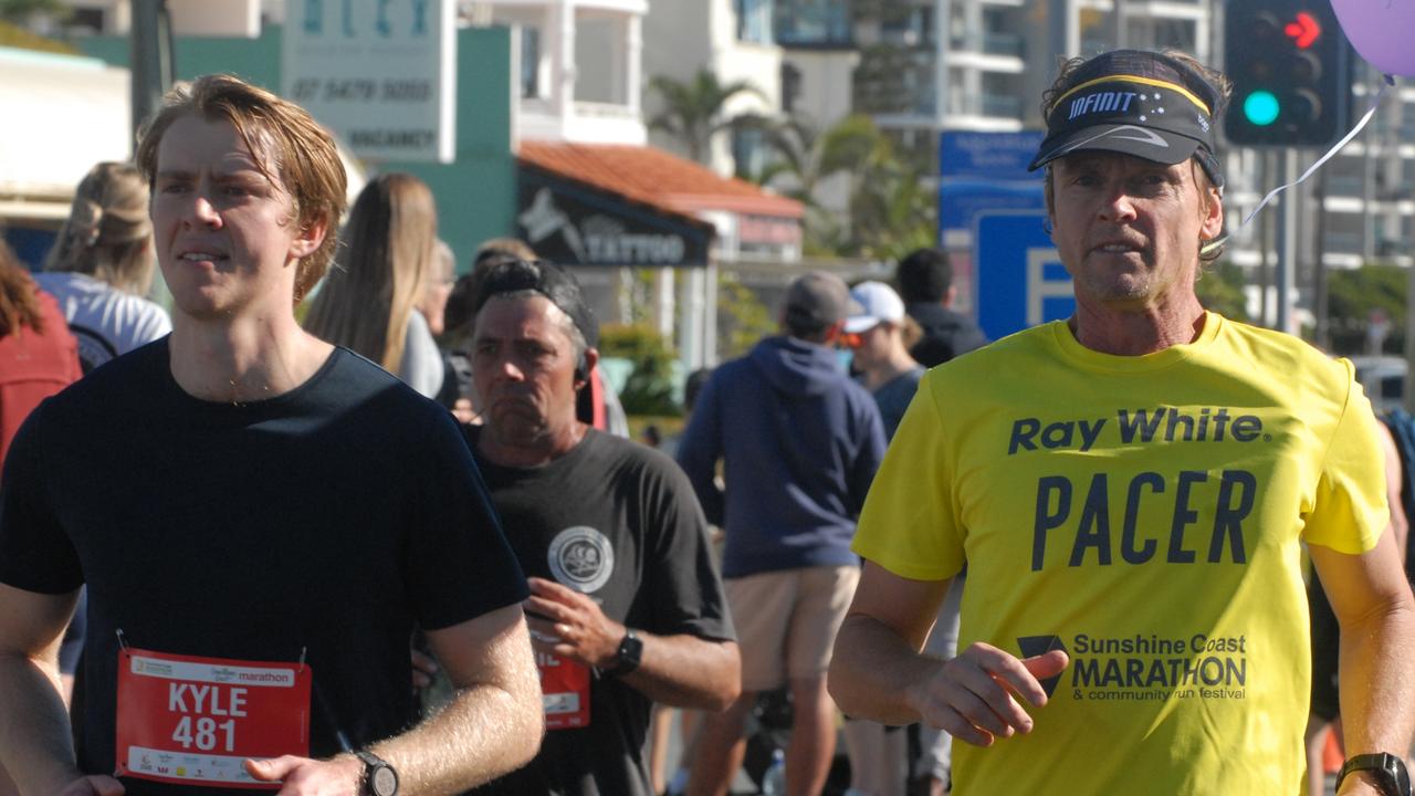 Kyle Williams and pacer Wade Scougall at the 2022 Sunshine Coast Marathon and Community Run Festival.