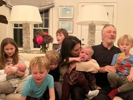 Alec and Hilaria Baldwin with their seven children. Picture: Instagram