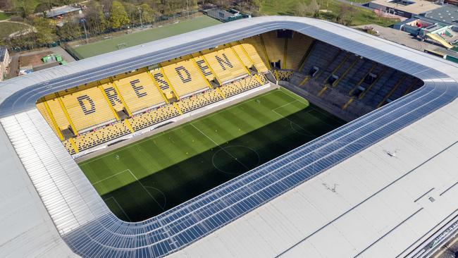 An aerial view of the Rudolf-Harbig stadium, the home of German second division side Dynamo Dresden. Picture: AFP
