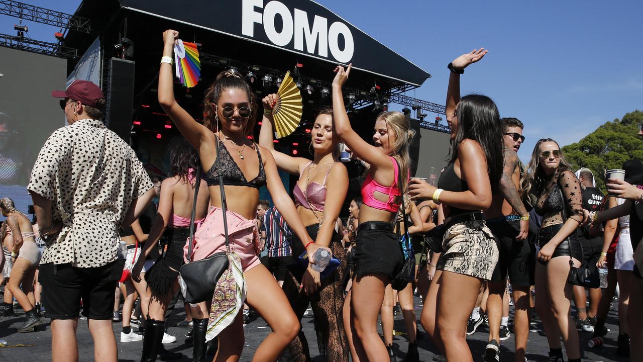 Festival goers at the FOMO music festival at Parramatta Park. Picture: David Swift