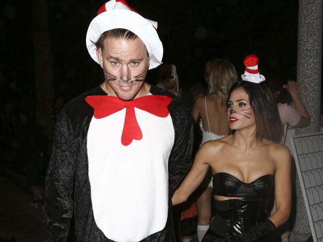 Channing Tatum and Jenna Dewan-Tatum dressed as Cat in the Hat.