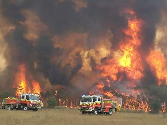 Rural Fire Service firefighters tackling a blaze at Charmhaven on the Central Coast. Source: AFP/RFS.