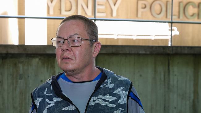 52year old Zahar Levin is released from Surry hills Police Station after being charged by police for allegedly making offensive posts online. Picture: Daily Telegraph