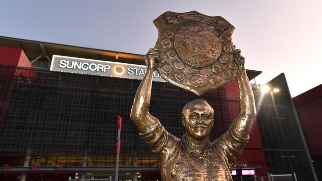 The statue of Wally Lewis is one of six at Suncorp Stadium depicting male sports stars. Picture: AAP Image/Darren England