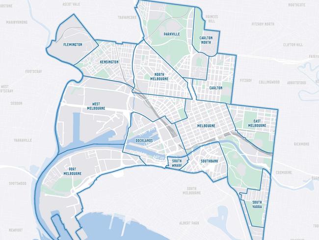 City of Melbourne map. Picture: City of Melbourne