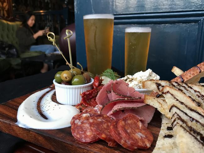 The charcuterie board with beer at the Temperance Society. Picture: Jenifer Jagielski