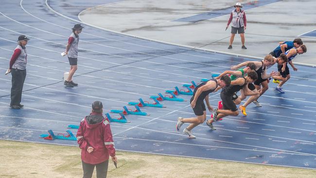 Action from the Queensland Athletics track and field championships at QSAC on Saturday March 15, 2025. Picture: Stephen Archer.