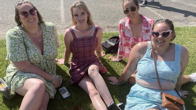 Yarra Valley mates Breannan Stock, Ilana Reese, Steph Bollaart and Shaye Lane-Ritchie at Hello Sunshine Festival in Scoresby.