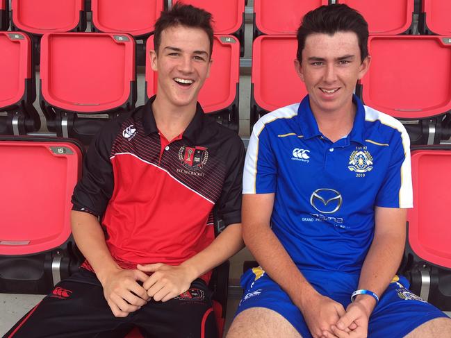 Toby Snelll of Gregory Terrace and Noah McFadyen from Nudgee College.