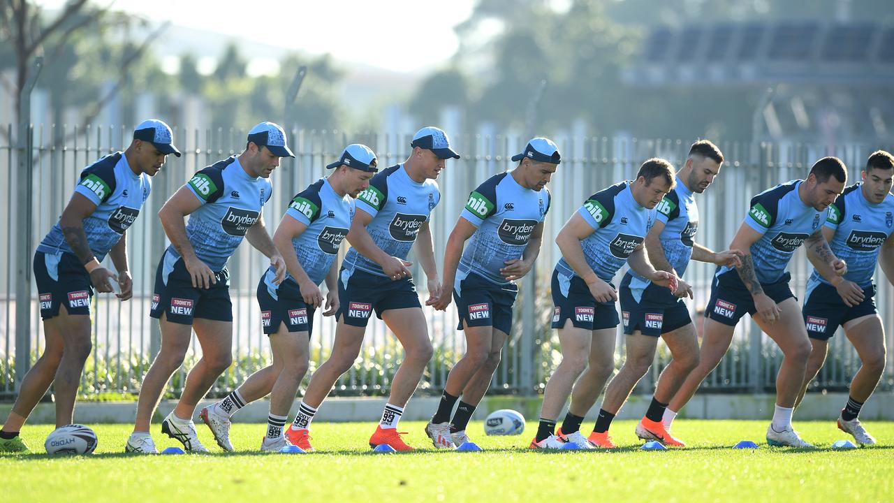 Last year’s NSW Blues players take part in a team training session in June, 2019. (AAP Image/Joel Carrett) NO ARCHIVING