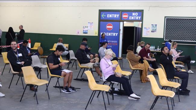 Inside the Rocklea Showgrounds vaccination hub. Picture: David Clark