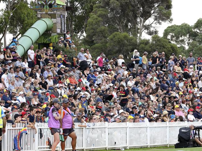 more than 7700 flocked to Unley Oval on Sunday to watch the Crows beat GWS by 32-points. Picture: Sarah Reed.