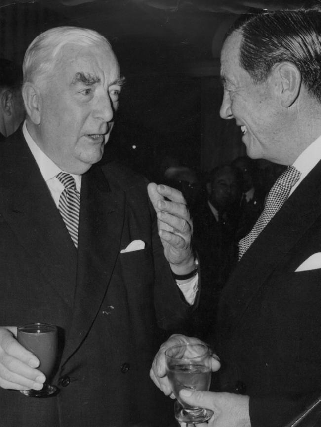 Australian PM Sir Robert Menzies with drink in hand.