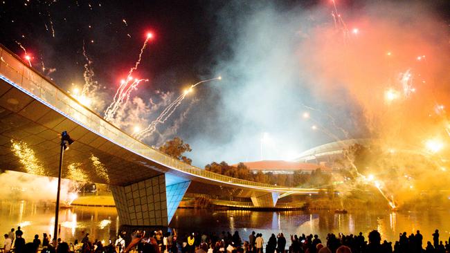 The 9pm Fireworks at Elder Park for New Year's Eve in Adelaide, Tuesday, December 31, 2019. (AAP Image/ Morgan Sette)