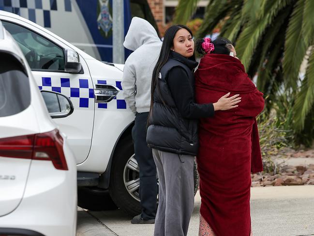 People on the street after the brawl in Melton. Picture: Ian Currie