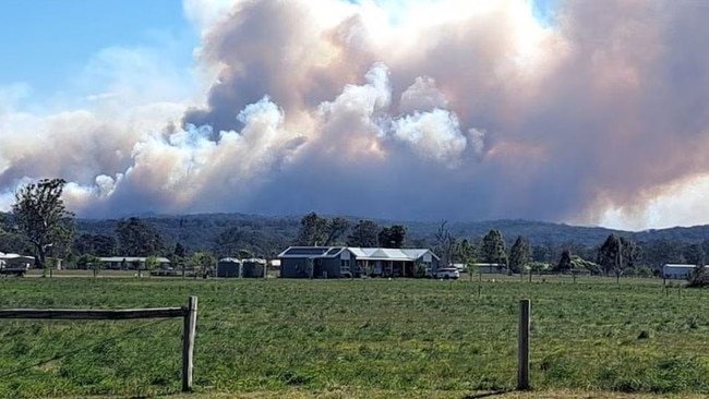 The bushfire rages near Briagolong. Picture: Auriga Martinez