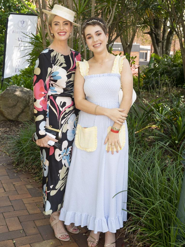 Amanda and Matilda Thurbin at the 2022 Weetwood Handicap race day at Toowoomba Turf Club. Picture: Nev Madsen.