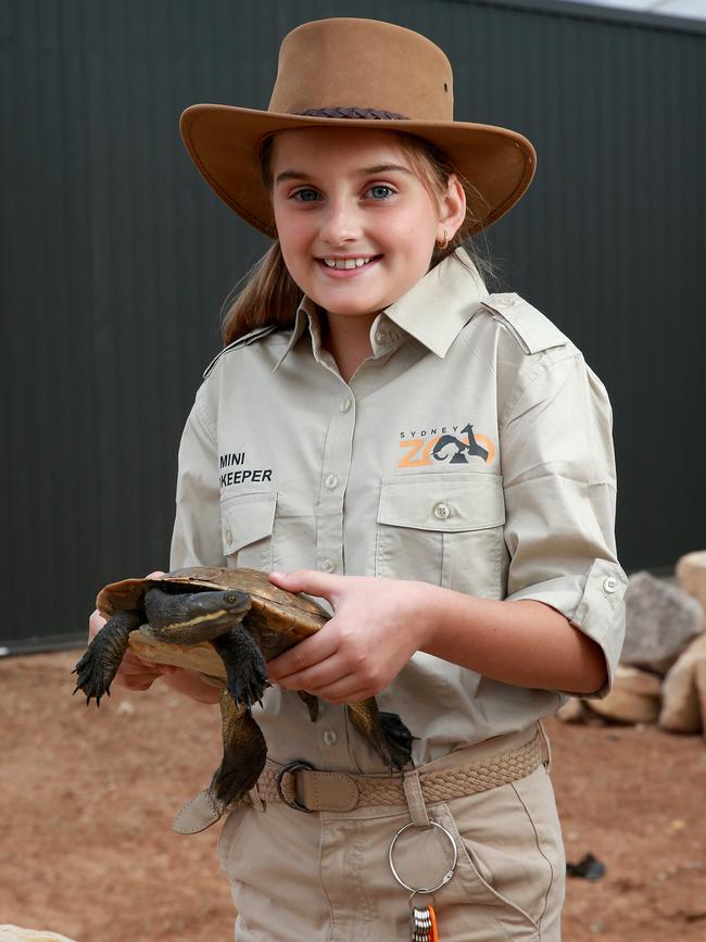 Sydney Zoo will give five kids the opportunity to see what it feels like to be a zookeeper, just like Alicia Gough, 10, did. Picture: Toby Zerna