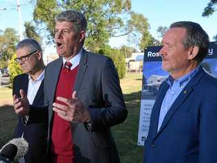 Local Government Minister Stirling Hinchcliffe, Ipswich City Council CEO David Farmer and Jim Madden MP. Picture: Rob Williams