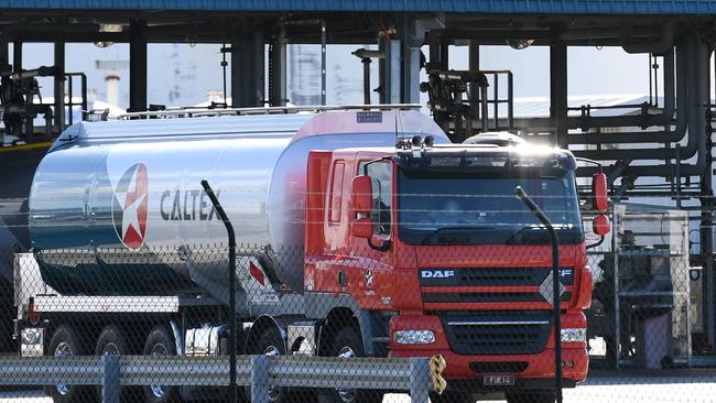 A fuel tanker at the Lytton refinery. Picture: AAP