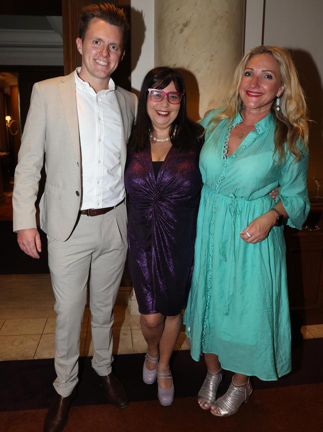 MELBOURNE, AUSTRALIA – MAY 28 2024 Jeremy O’Connell, Karen Cohen and Vivienne Ryan at the CommBank Young Hero Awards held at the Langham Hotel in Melbourne. Picture: Brendan Beckett