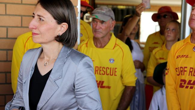 Premier Gladys Berejiklian on the campaign trail visiting the Brunswick Heads Surf Club. Picture: Nathan Edwards.