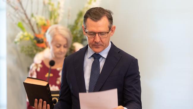 Chief Minister Michael Gunner is sworn in to the 14th Cabinet in the Northern Territory. Picture: Che Chorley