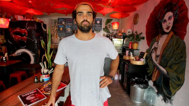 Lucas Franceschini from Foxy Luuz street Eats and Bar in Byron Bay says he has seen a change in the Byron Bay drug culture. Picture: Nathan Edwards