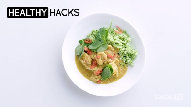 Keto chicken curry with broccoli rice