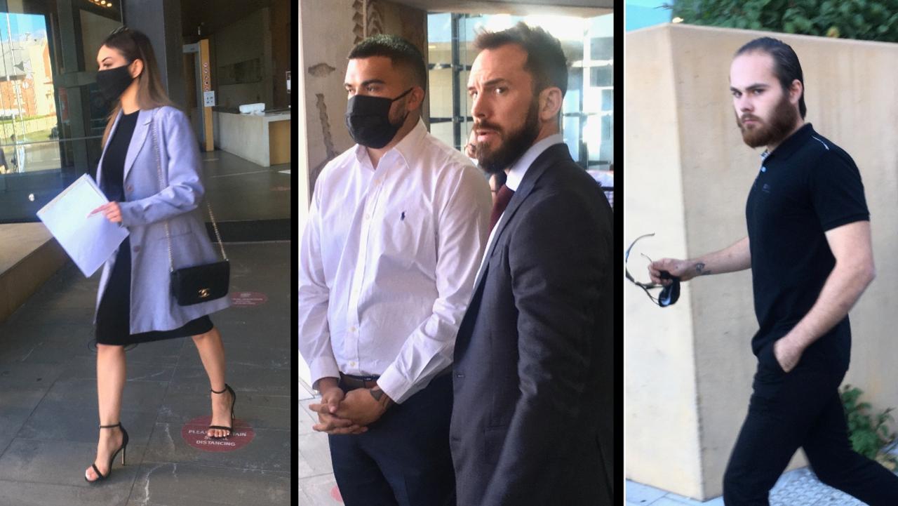 From left: Julia Murphy gave evidence in a committal hearing into the alleged murder of her father, David. Her former boyfriend Kynan Vital (centre) is one of the accused. Ms Murphy's ex-boyfriend Bradley Murchie (right) also gave evidence.