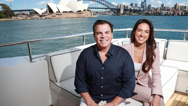 Ian Malouf and his daughter Ellie aboard their superyacht Mischief. Picture: John Feder