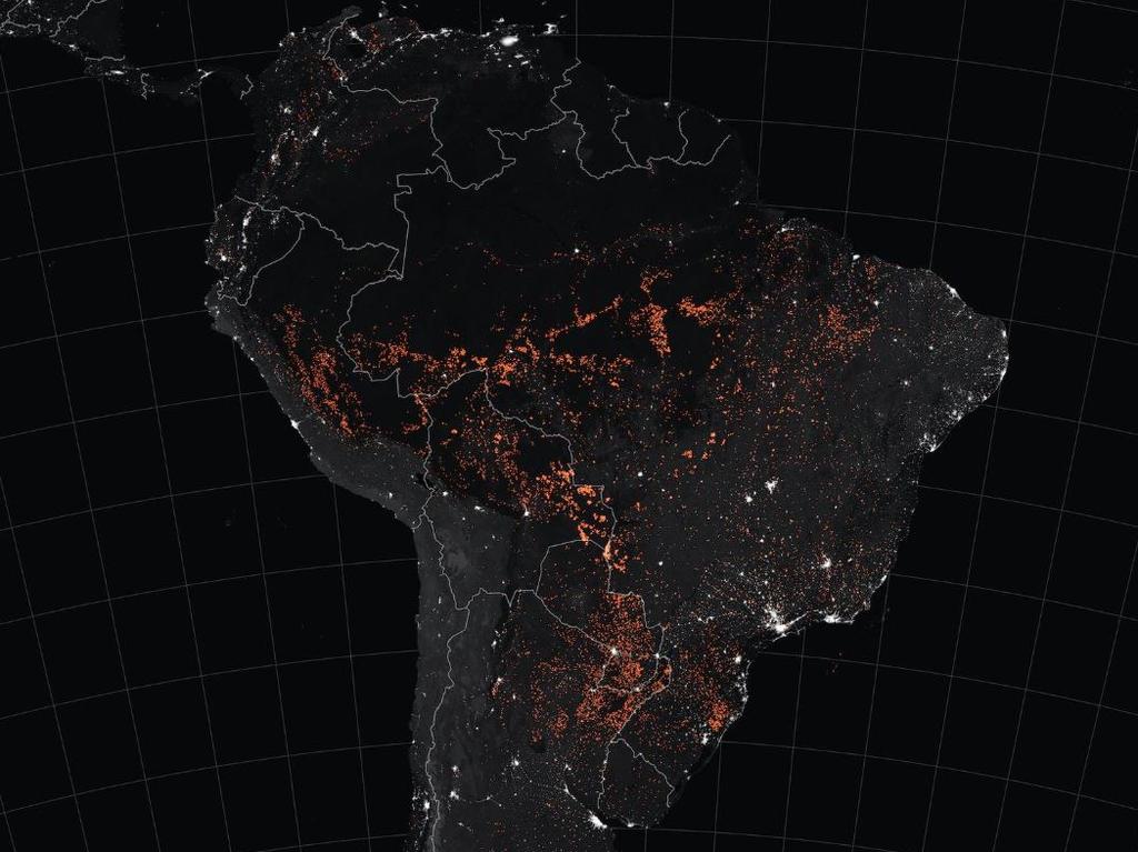 The region is experiencing more fires, with more intense burns, than in recent years. Picture: NASA Earth Observatory images by Joshua Stevens