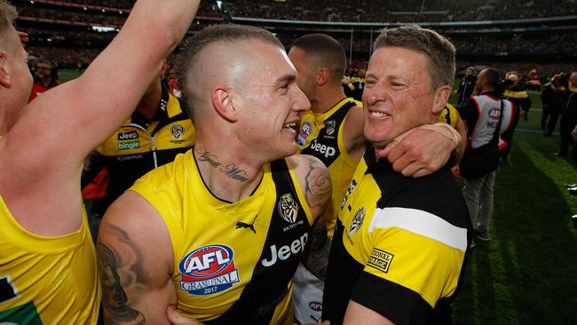 Hardwick and Dusty were spotted catching up on the Gold Coast. (Photo by Michael Willson/AFL Media/Getty Images)